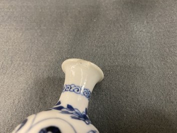 Five Chinese mostly blue and white vases, Kangxi